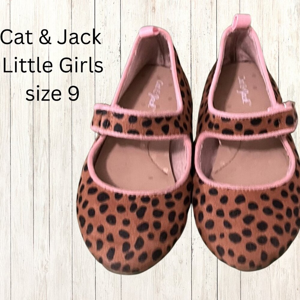 🐆 Cat & Jack Leopard Print Flats – Little Girls 9 🐆